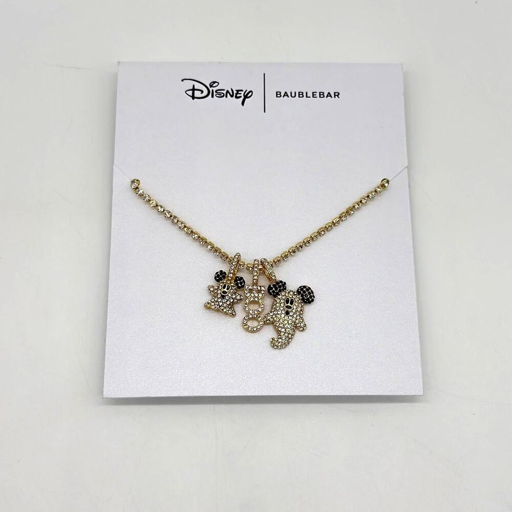 Baublebar Disney Mickey Mouse Pave Ghost Boo 3 Charm Necklace Halloween 2025 NEW